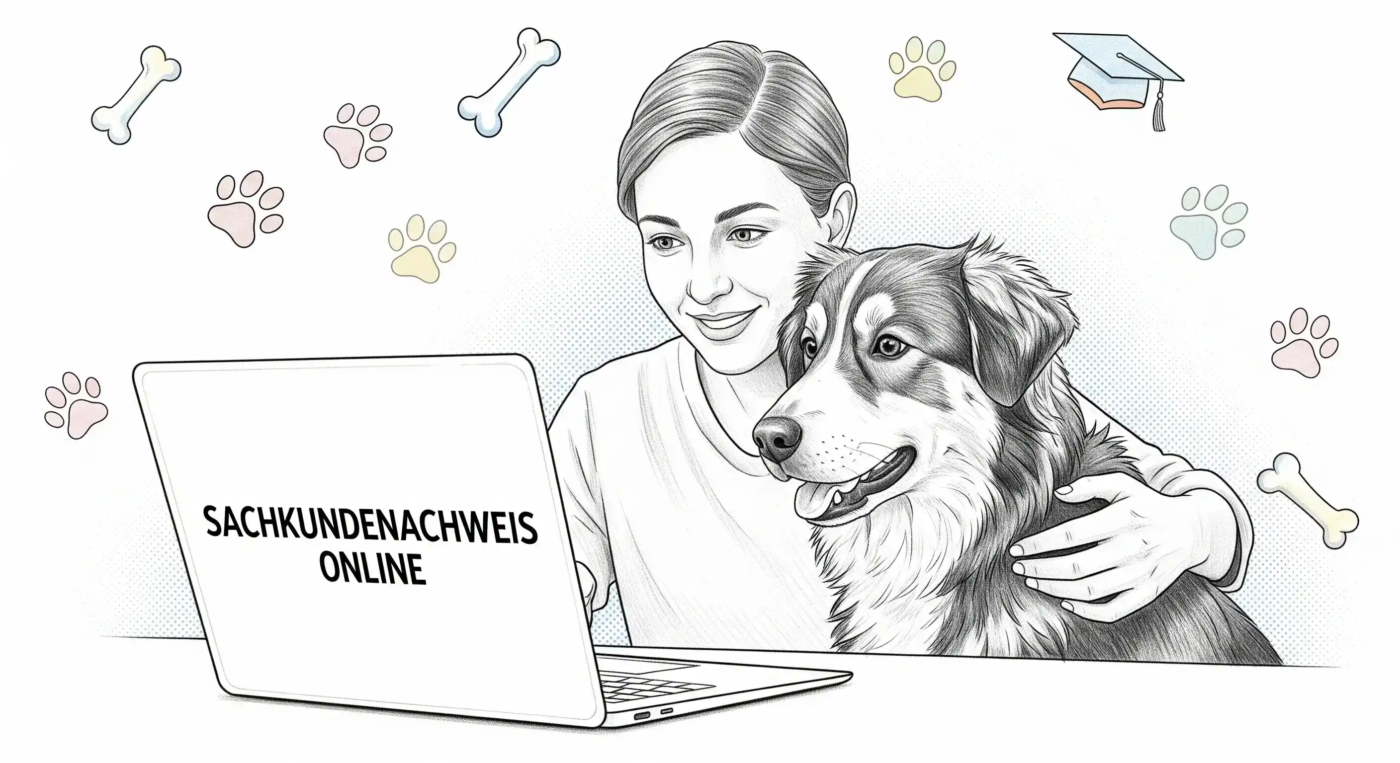 Glücklicher Hund mit Ball auf einer Wiese